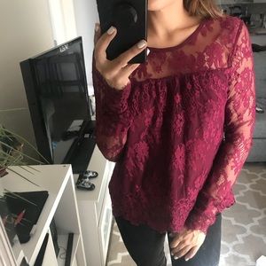 Tops - Burgundy Lace top Tops - Burgundy Lace top